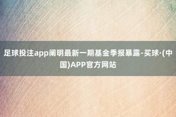 足球投注app阐明最新一期基金季报暴露-买球·(中国)APP官方网站