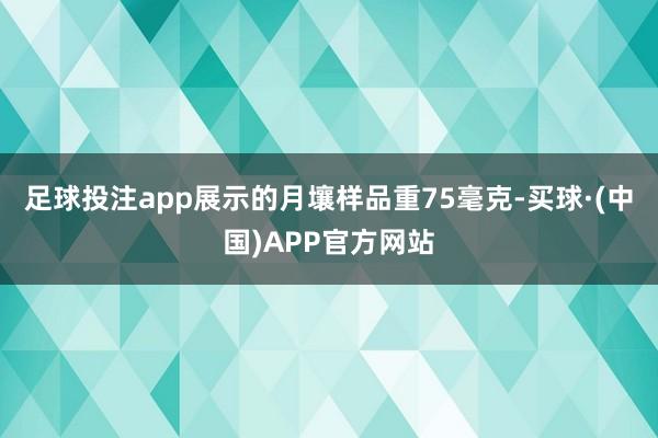 足球投注app展示的月壤样品重75毫克-买球·(中国)APP官方网站