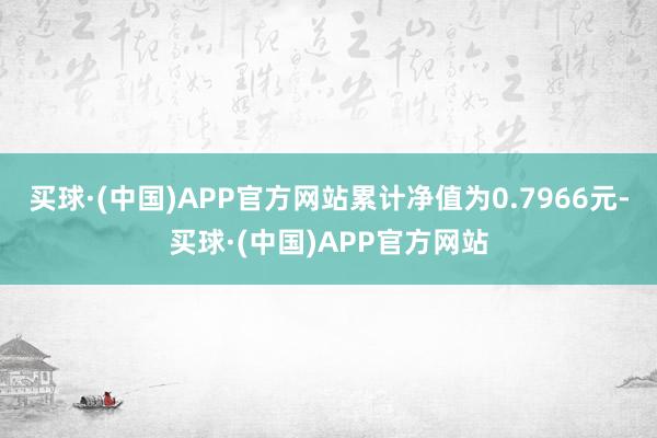 买球·(中国)APP官方网站累计净值为0.7966元-买球·(中国)APP官方网站