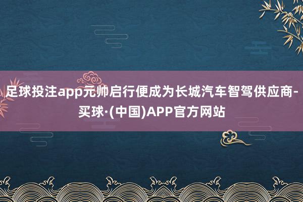 足球投注app元帅启行便成为长城汽车智驾供应商-买球·(中国)APP官方网站