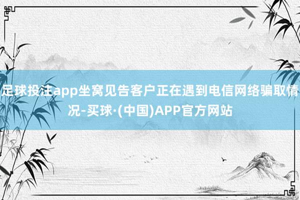 足球投注app坐窝见告客户正在遇到电信网络骗取情况-买球·(中国)APP官方网站