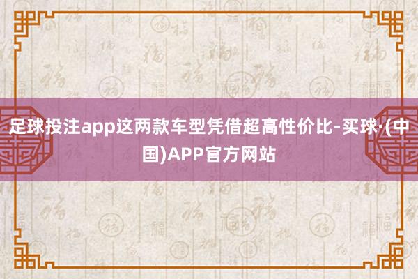 足球投注app这两款车型凭借超高性价比-买球·(中国)APP官方网站