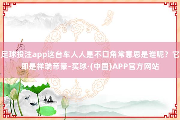 足球投注app这台车人人是不口角常意思是谁呢？它即是祥瑞帝豪-买球·(中国)APP官方网站