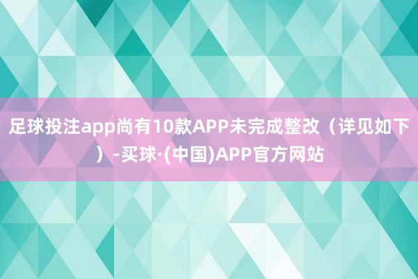 足球投注app尚有10款APP未完成整改（详见如下）-买球·(中国)APP官方网站