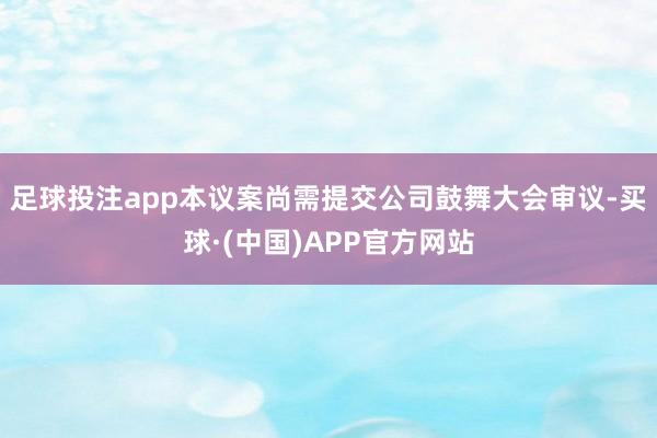 足球投注app本议案尚需提交公司鼓舞大会审议-买球·(中国)APP官方网站