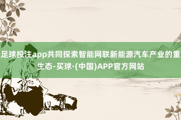 足球投注app共同探索智能网联新能源汽车产业的重生态-买球·(中国)APP官方网站