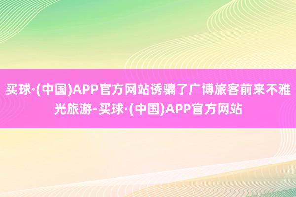 买球·(中国)APP官方网站诱骗了广博旅客前来不雅光旅游-买球·(中国)APP官方网站