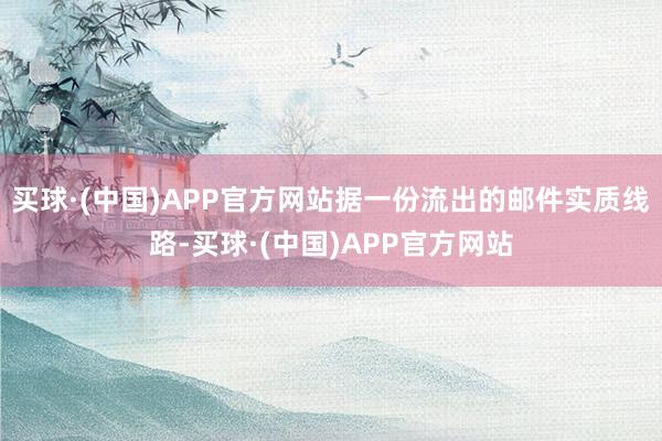 买球·(中国)APP官方网站据一份流出的邮件实质线路-买球·(中国)APP官方网站