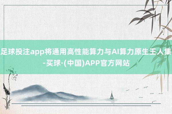 足球投注app将通用高性能算力与AI算力原生王人集-买球·(中国)APP官方网站